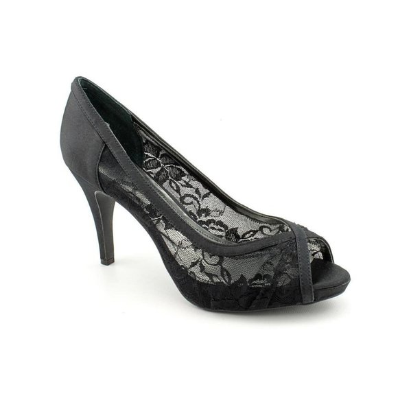 Style & Co Spicy Peep Toe Lace Satin Heels - Picture 1 of 4